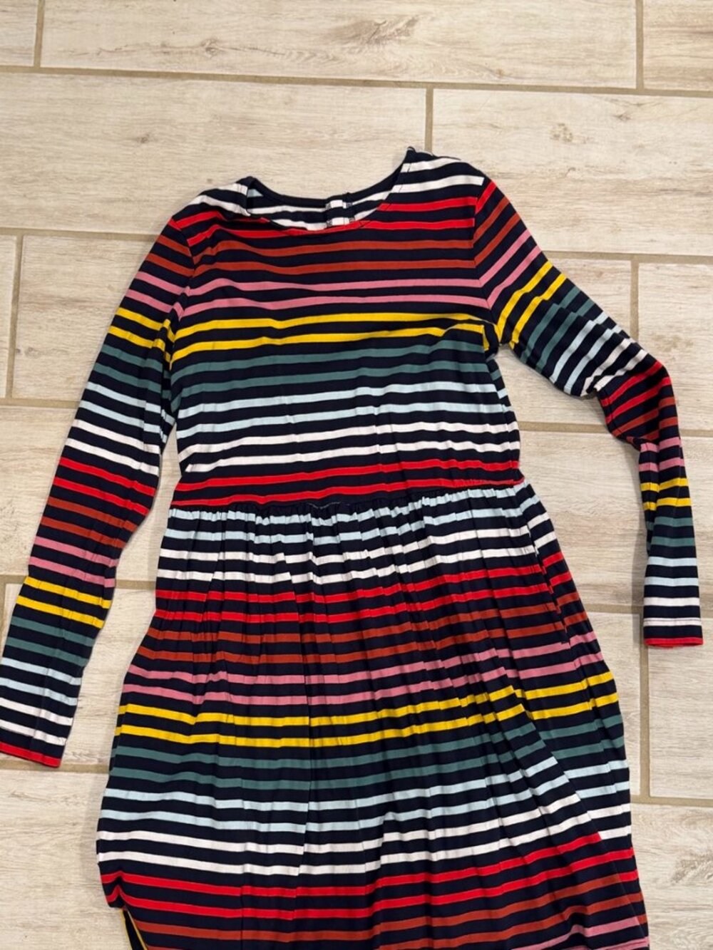 Primary Rainbow Stripe Long Sleeve Twirl Dress Size 10 Never Worn